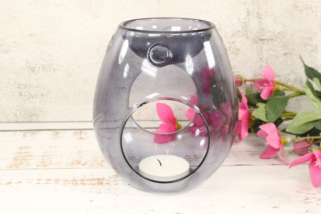 Luxury Grey Translucent Glass Wax burner and a pack of diamonds.